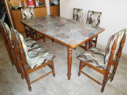 Pure teak dining table with 6 chairs