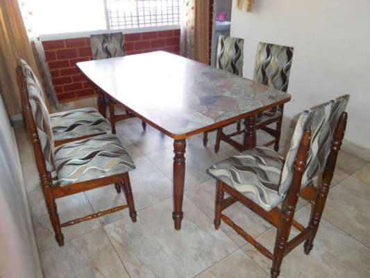 Pure teak dining table with 6 chairs