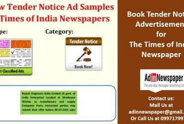 Tender Notice Newspaper Ad Booking Online