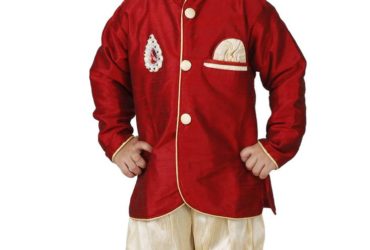 Embroidered boys indo western dress at Mirraw