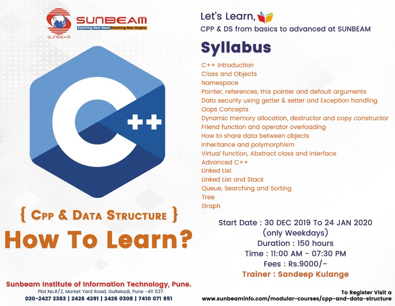 C++ and Data Structure Classes in Pune| SunBeam institute Pune