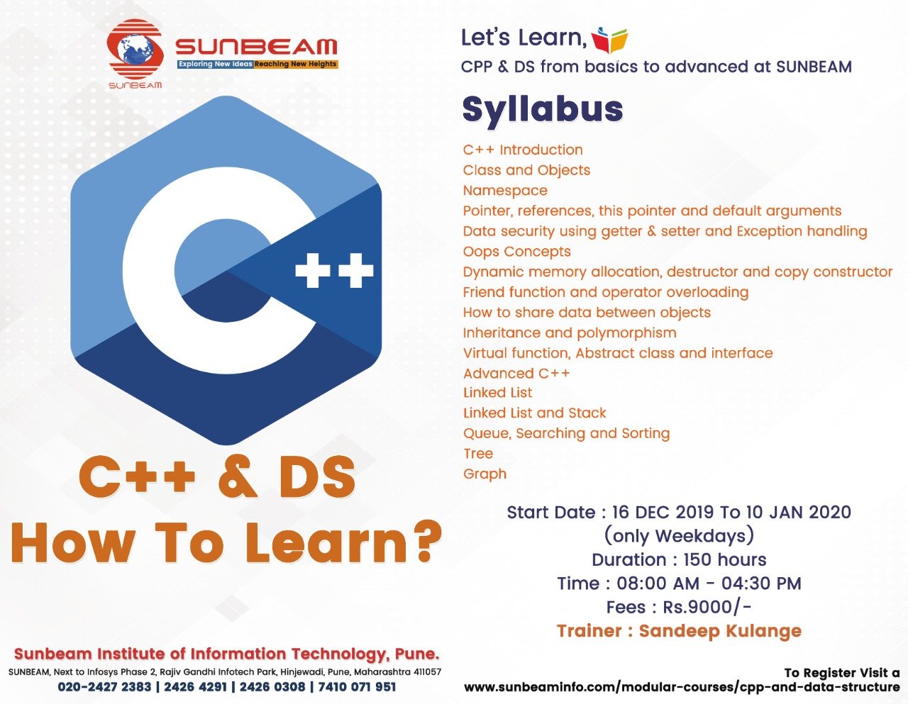 C++ and Data Structure Classes in Pune| SunBeam institute Pune