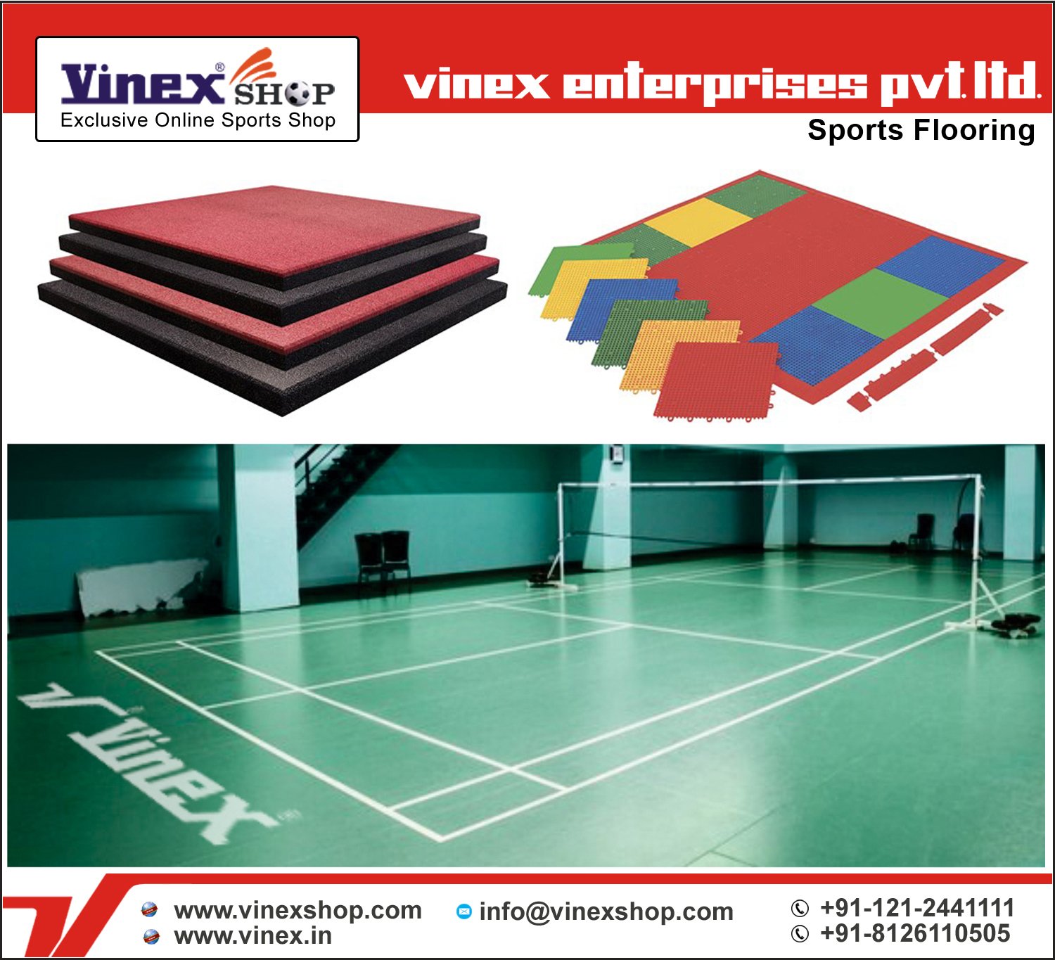 Sports, Badminton, Rubber Flooring Tiles Manufacturer in India