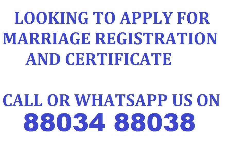 All Marriage Registration and Certificate Services Call 88034 88038