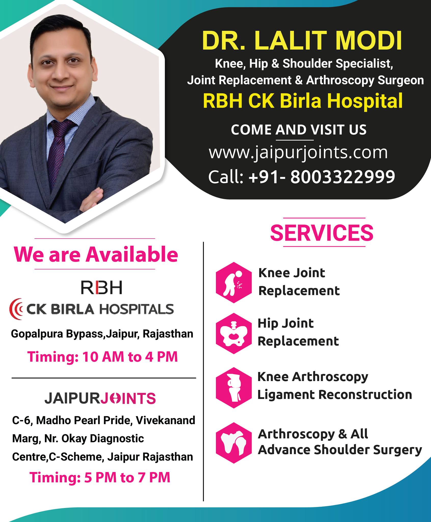 Get total knee replacement surgery in Jaipur by Dr Lalit Modi.