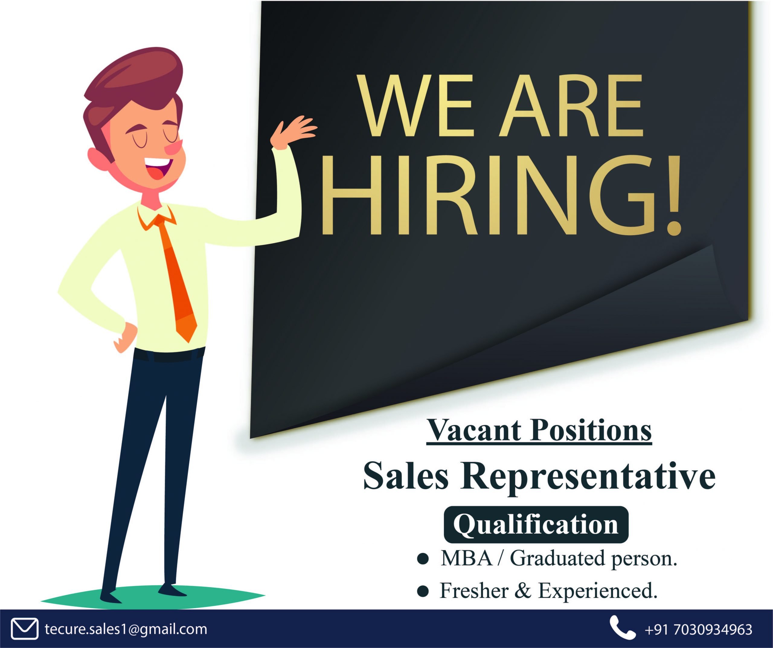 We are hiring Sales Representative to work from your preferred city