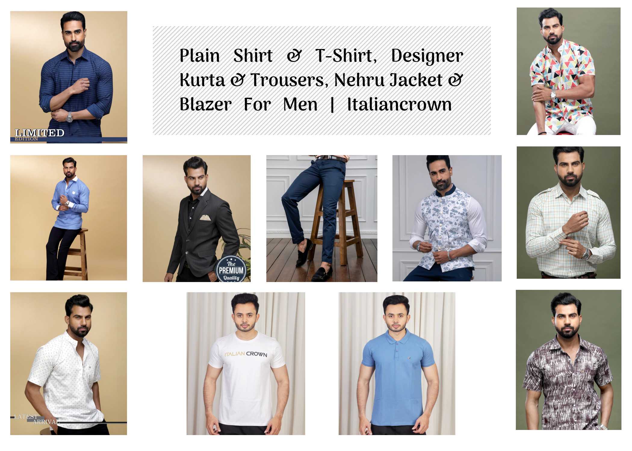 Mens Clothing: Shirts & T-Shirts, Designer Kurta & Trousers – Italiancrown