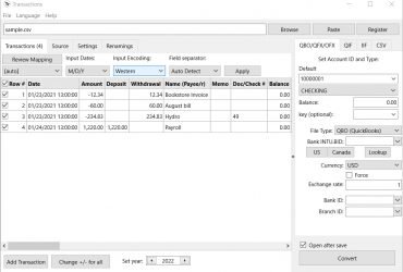 Make your transaction files importable into your accounting software