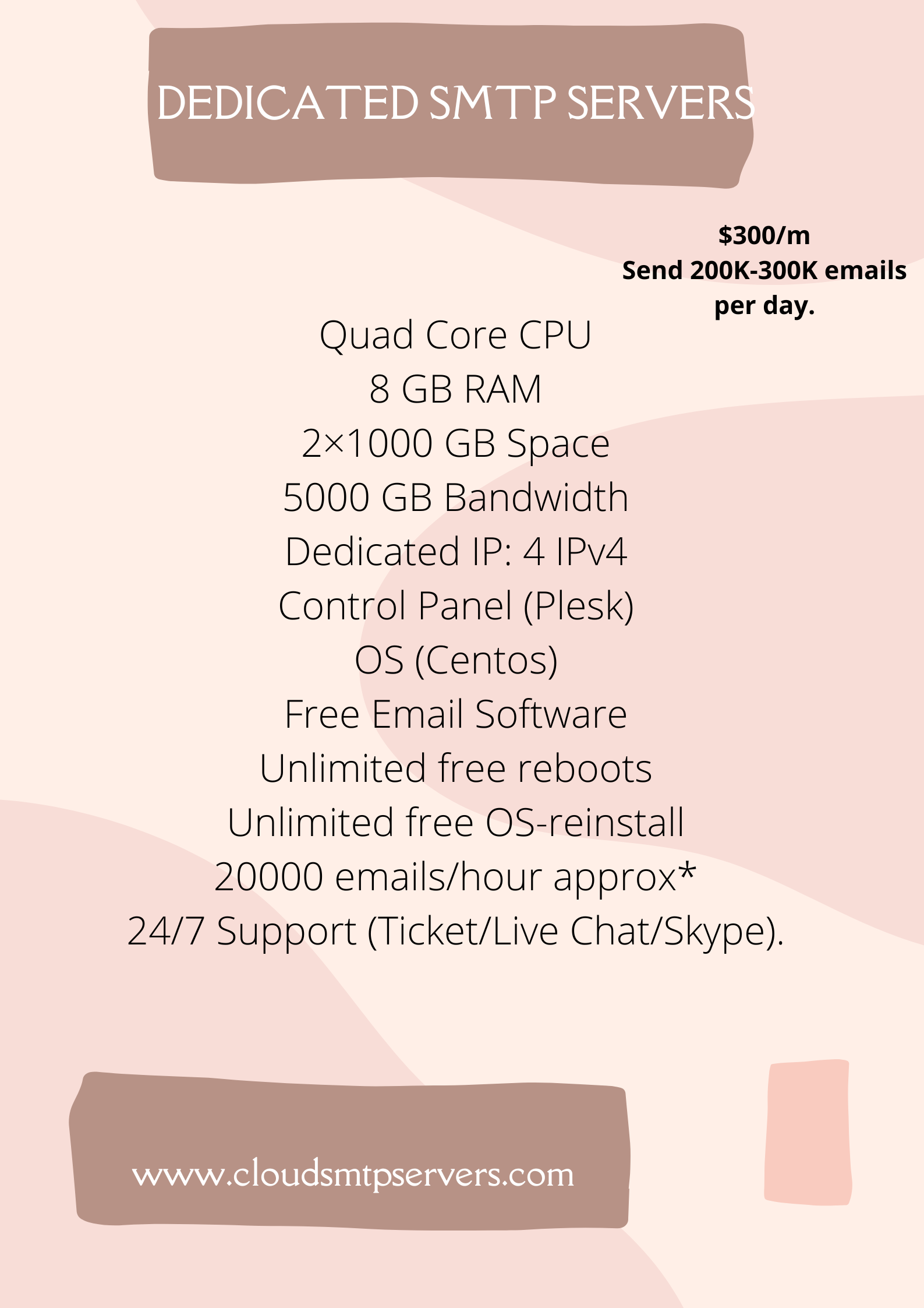 cloud SMTP servers offer dedicated IPs and free SPF, DKIM, DMARC, and rDNS setup  features