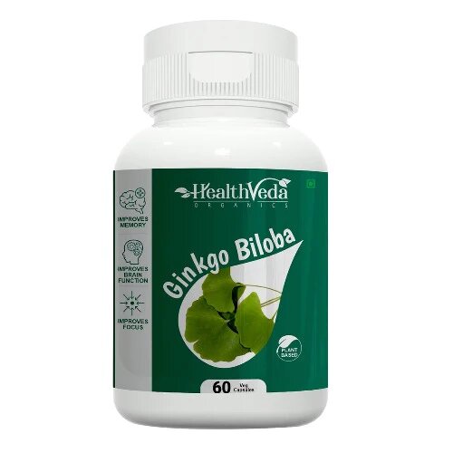 Health Veda Organics Ginkgo Biloba Brain Booster Supplements – 60 Veg Capsules