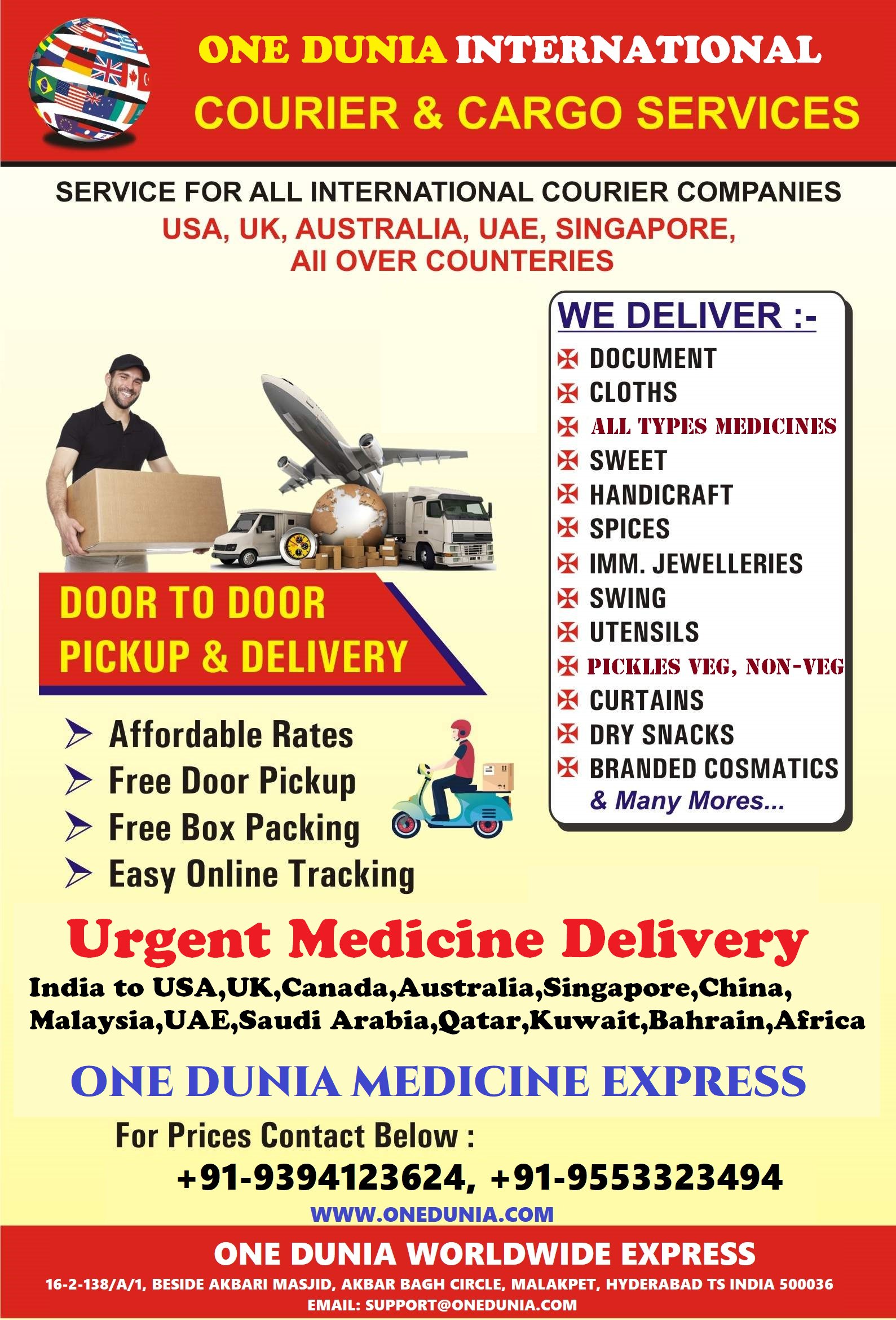 International Courier Services in Hyderabad