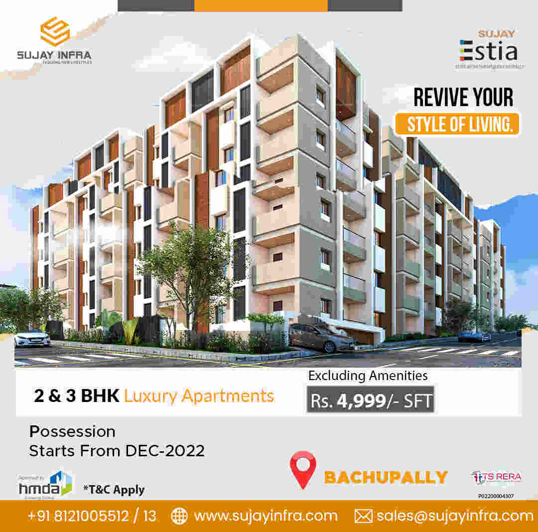 2 bhk flats in bachupally for sale | Sujay infra