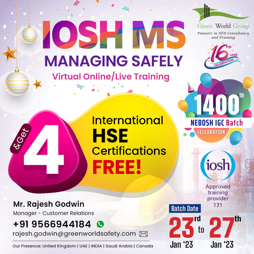 Pursue IOSH MS and Gaining HSE Certificate with New year Offer…!!! I