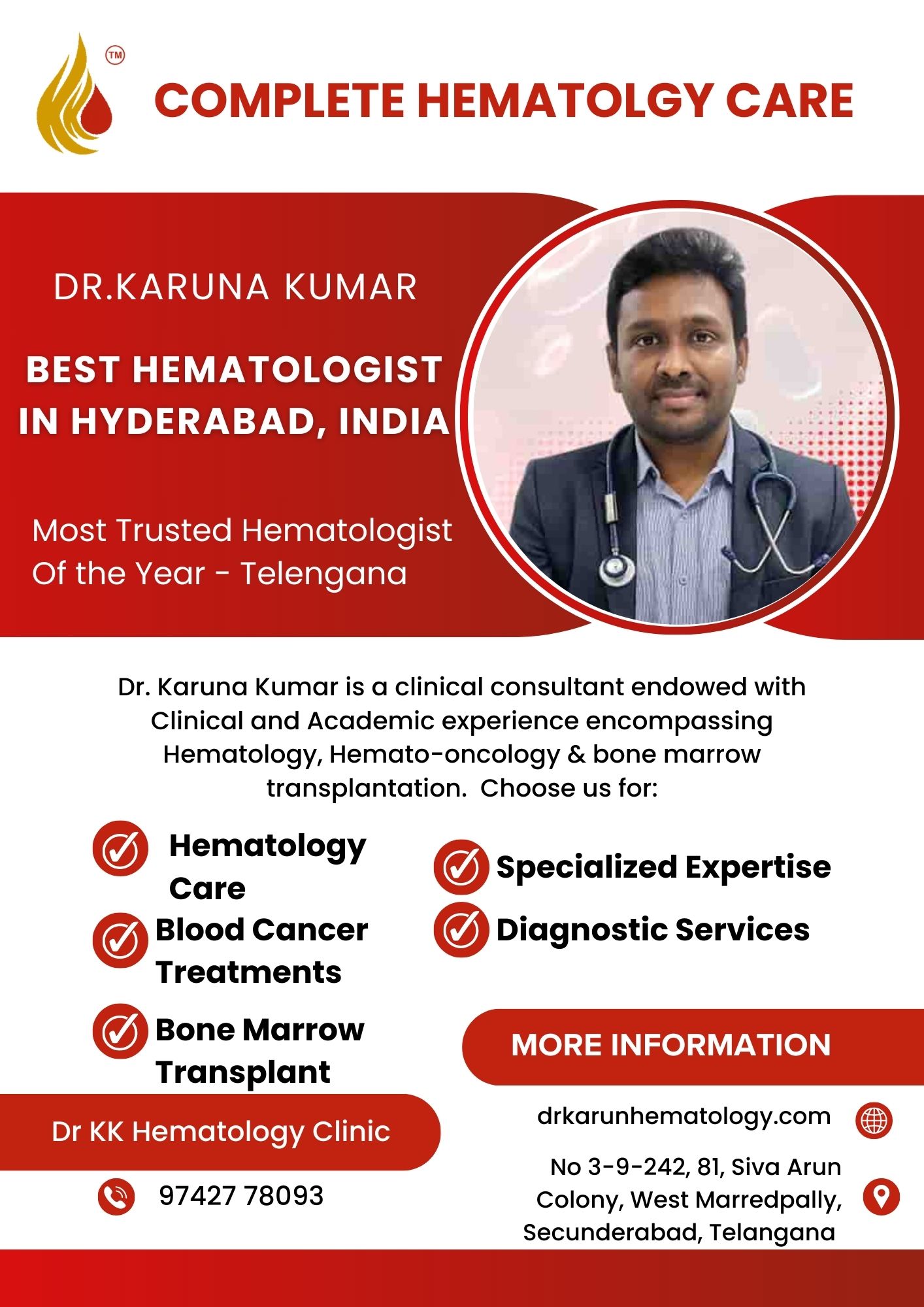 Bone marrow transplant in Hyderabad – Dr. Karuna Kumar